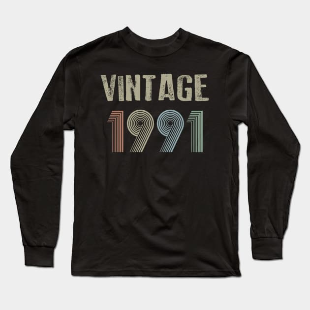 Vintage 1991 29th Birthday Gift Men Women Long Sleeve T-Shirt by semprebummer7